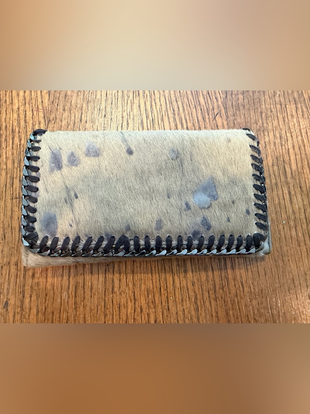 Handcrafted Brown Hair-on-Hide Men's Wallet with Contrast Stitching
